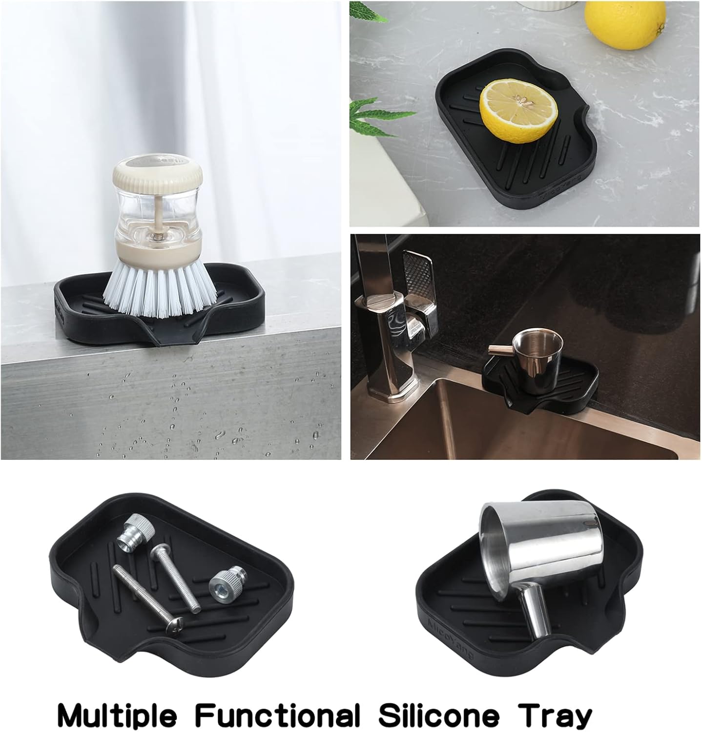 Silicone Bathroom Soap Dishes with Drain Spout-Bathroom and Kitchen Sink Organizer,Sponge