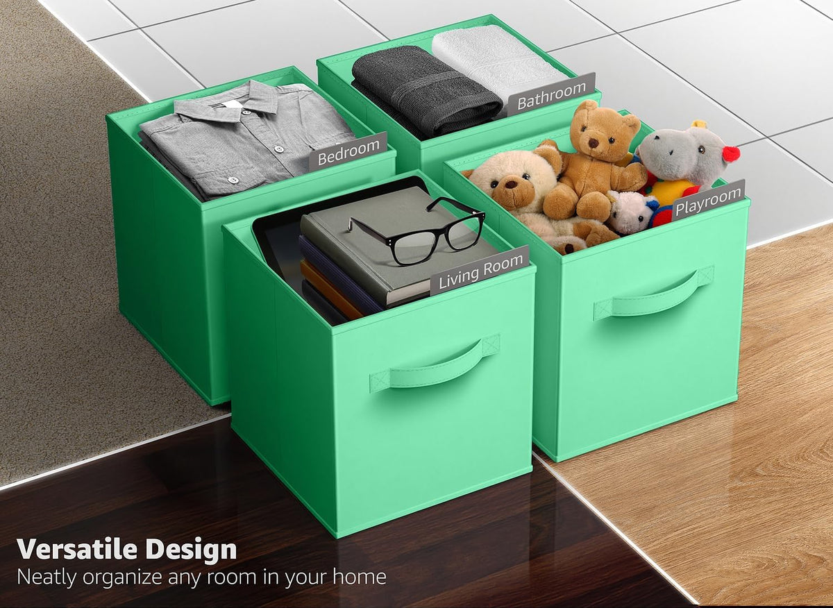 Sorbus 13 Inch Storage Bins - Sturdy Collapsible Fabric Storage Cubes with Handle - 8 Foldable