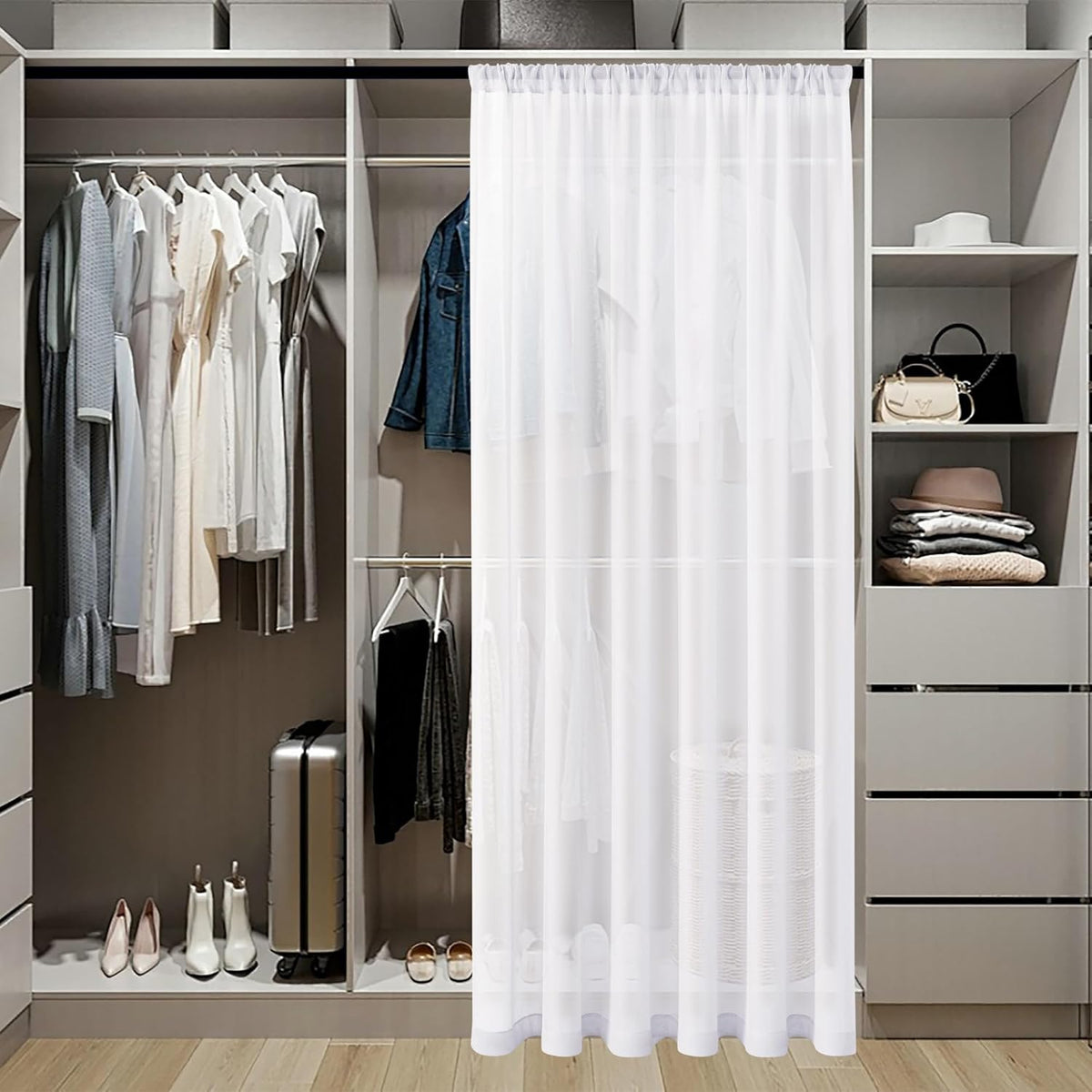 Tollpiz Short Sheer Door Curtain Closet Linen Textured Curtain Sheers Doorway Light Filtering Voile