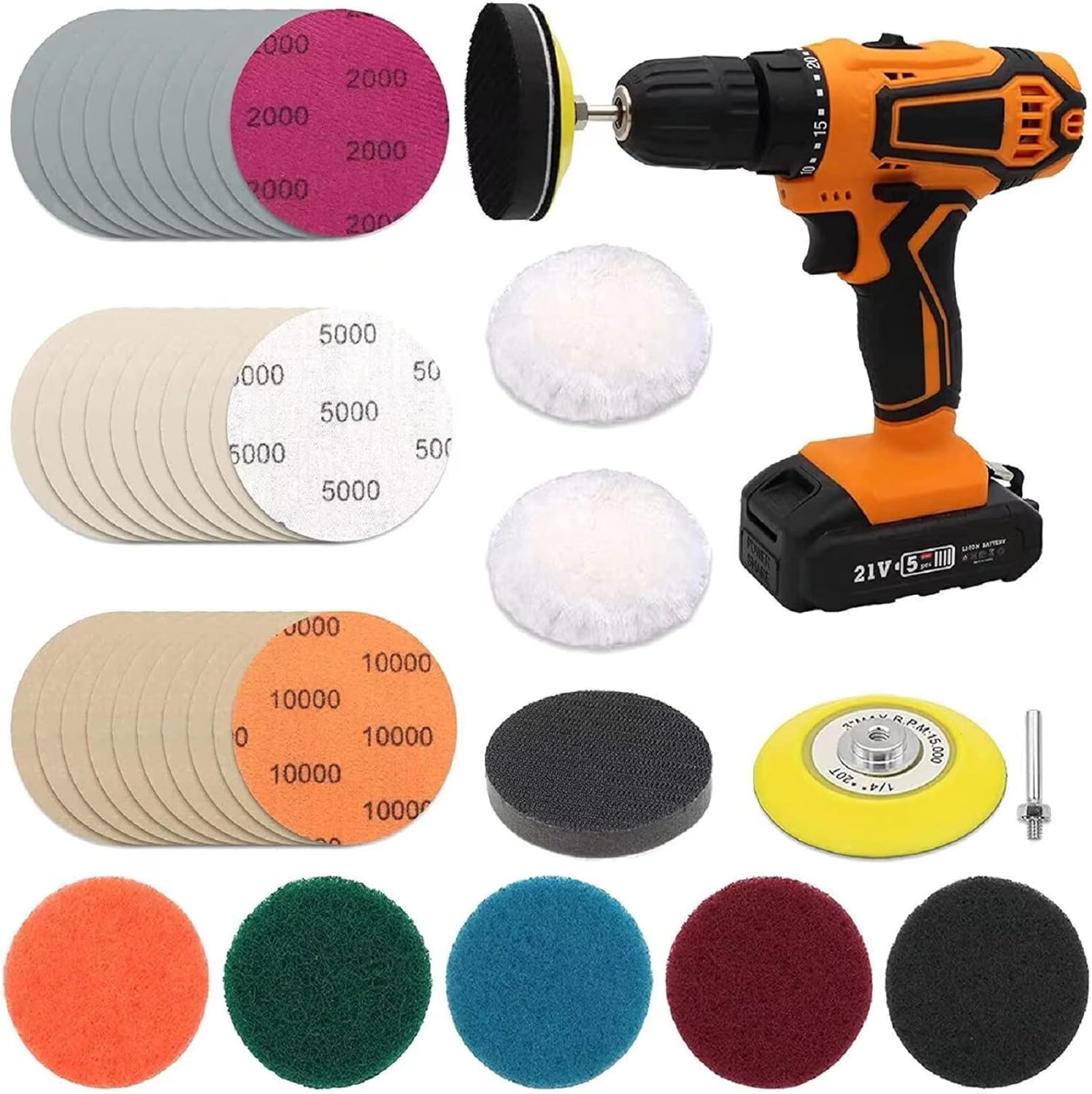 3 Inch Car Headlight Restoration Kit, Car Polishing Sanding Discs Assortment 2000 to 10000 Grit