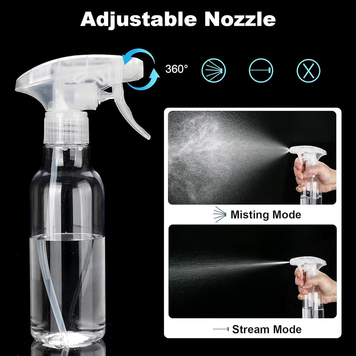 Cosywell Plastic Spray Bottles 8.8oz/260ml 2 Pack Empty Spray Bottle for Cleaning Mist/Stream Heavy