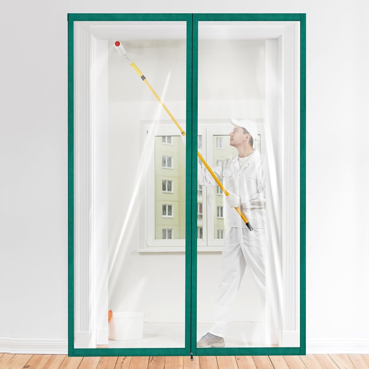 Amylove Zipper 60 x 102 Inch Dust Barrier Kit Construction Door Barrier 5 x 8.5 ft Reusable Plastic