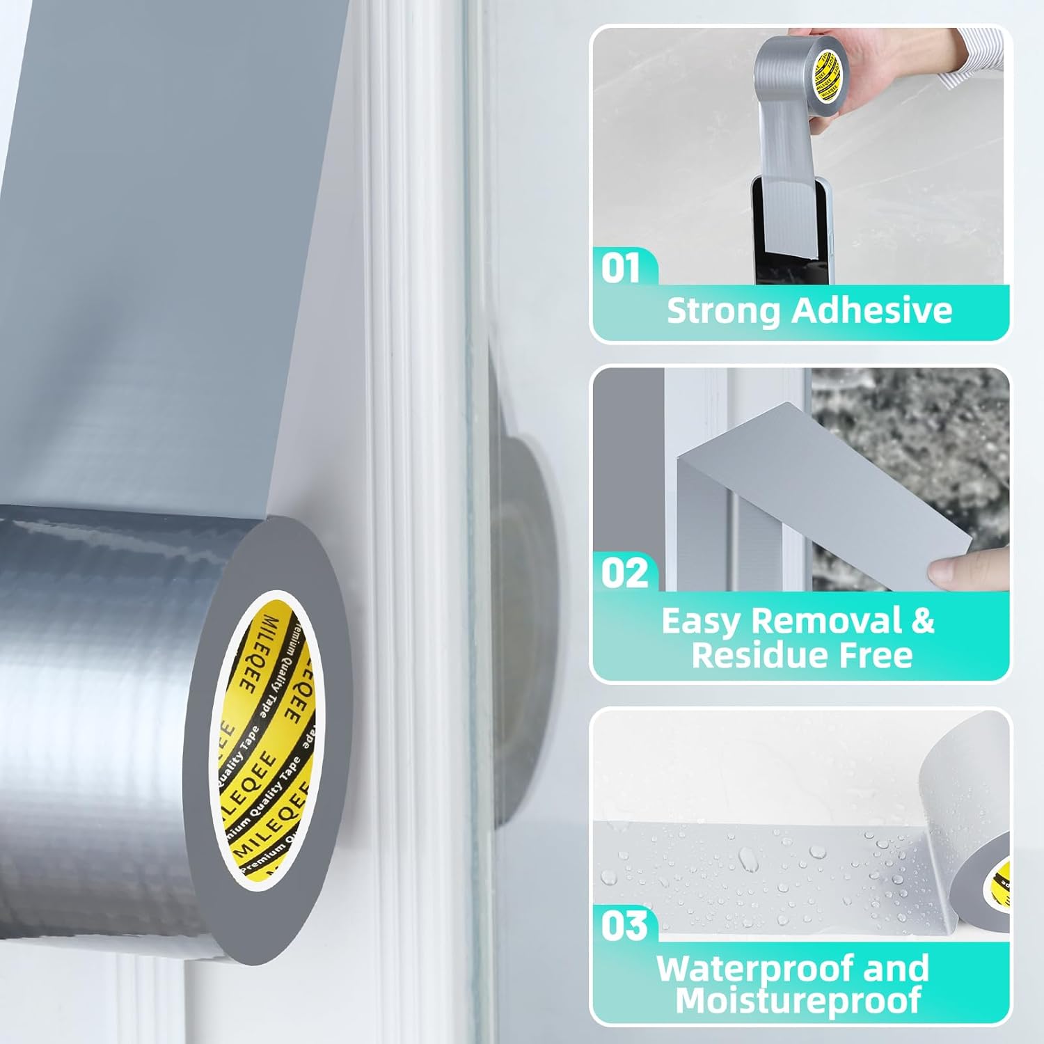 Window Weather Stripping Door Seal Tape Silver, 2in x 66FT, Automotive Weatherstrip Adhesive Seal