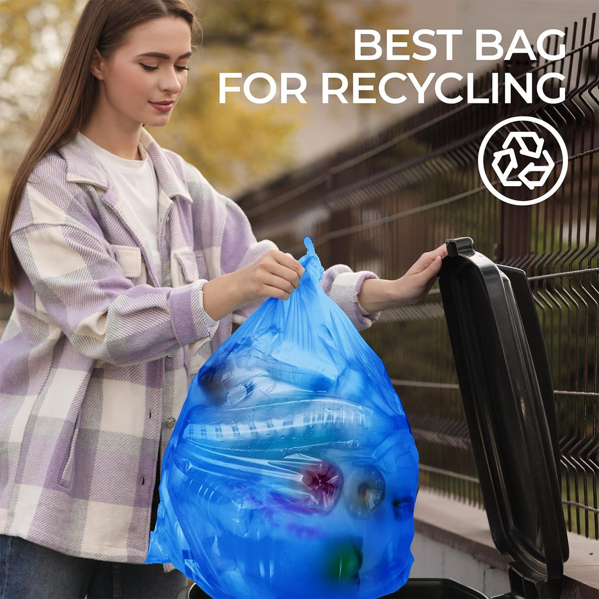 ToughBag 13 Gallon Recycling Bags, Blue Trash Bags (300 COUNT) - Blue Recycle Bags, Recycle Trash