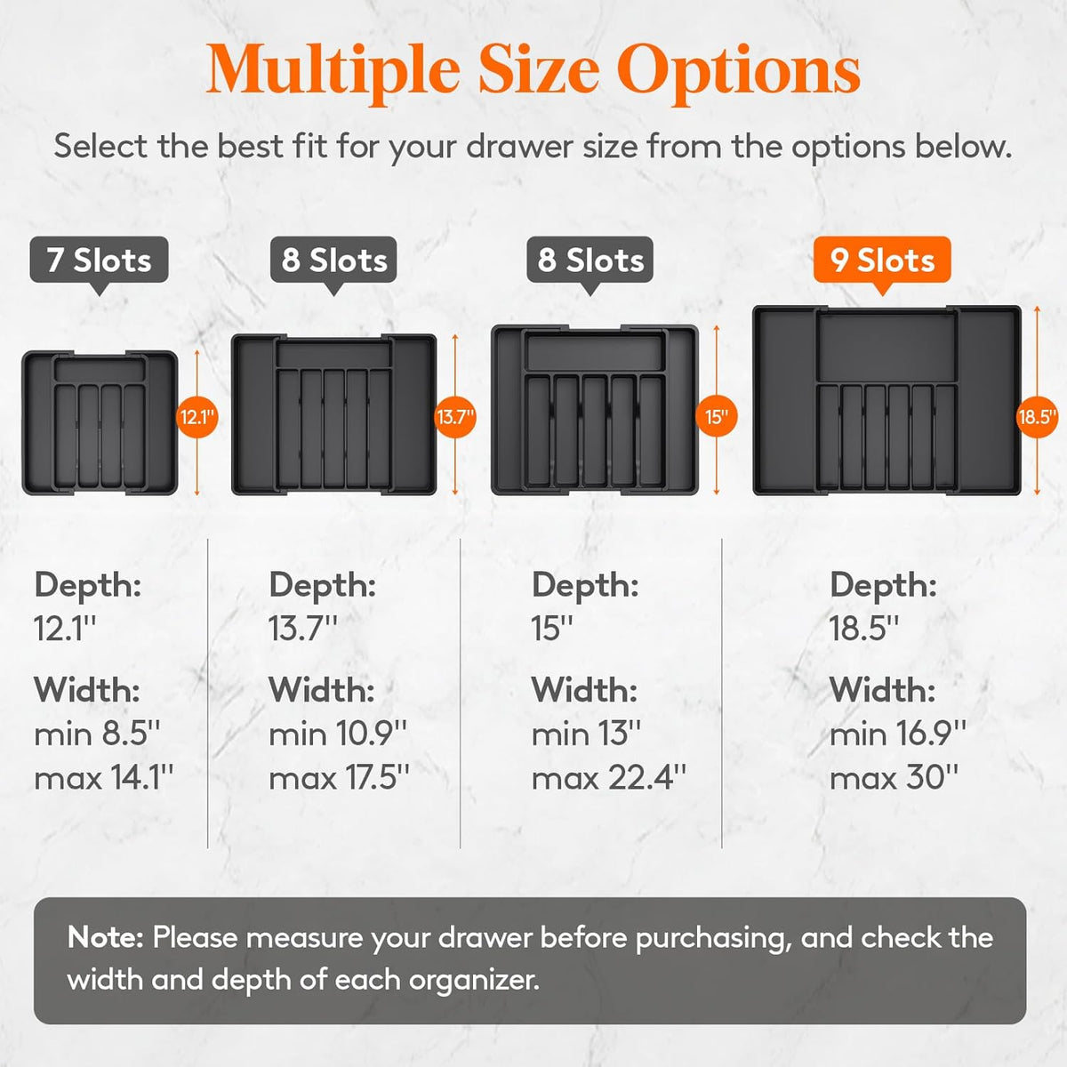 Lifewit Silverware Drawer Organizer, Expandable from 16.9 to 30 inches, Large Utensil Tray for