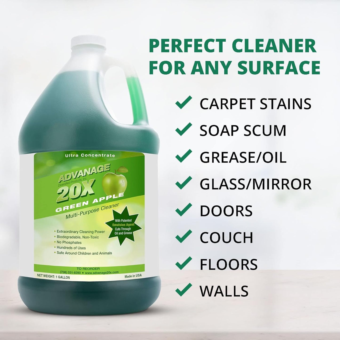 All Purpose Cleaner Concentrate - Advanage 20X The Wonder Cleaner Green Apple for All Surfaces