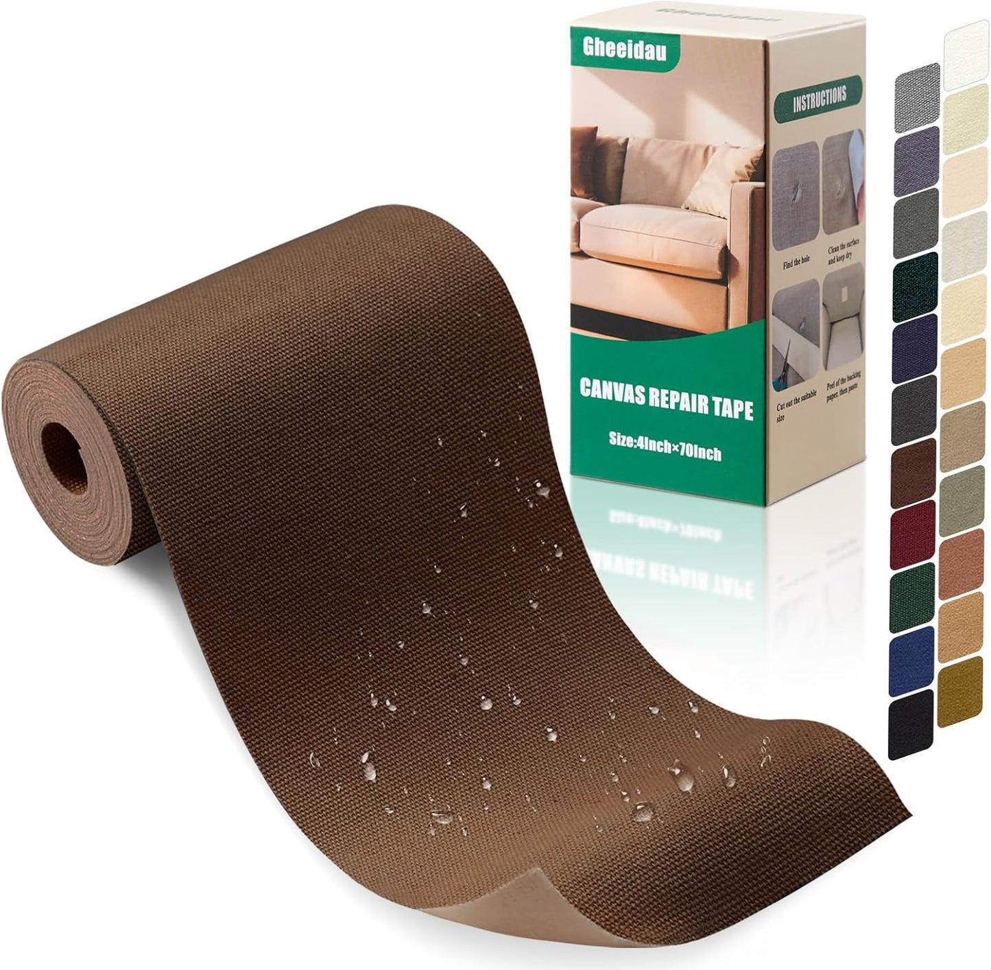 Canvas Repair Tape 4×70 Inch Waterproof Self-Adhesive Fabric Repair Patch for Repairing Boat
