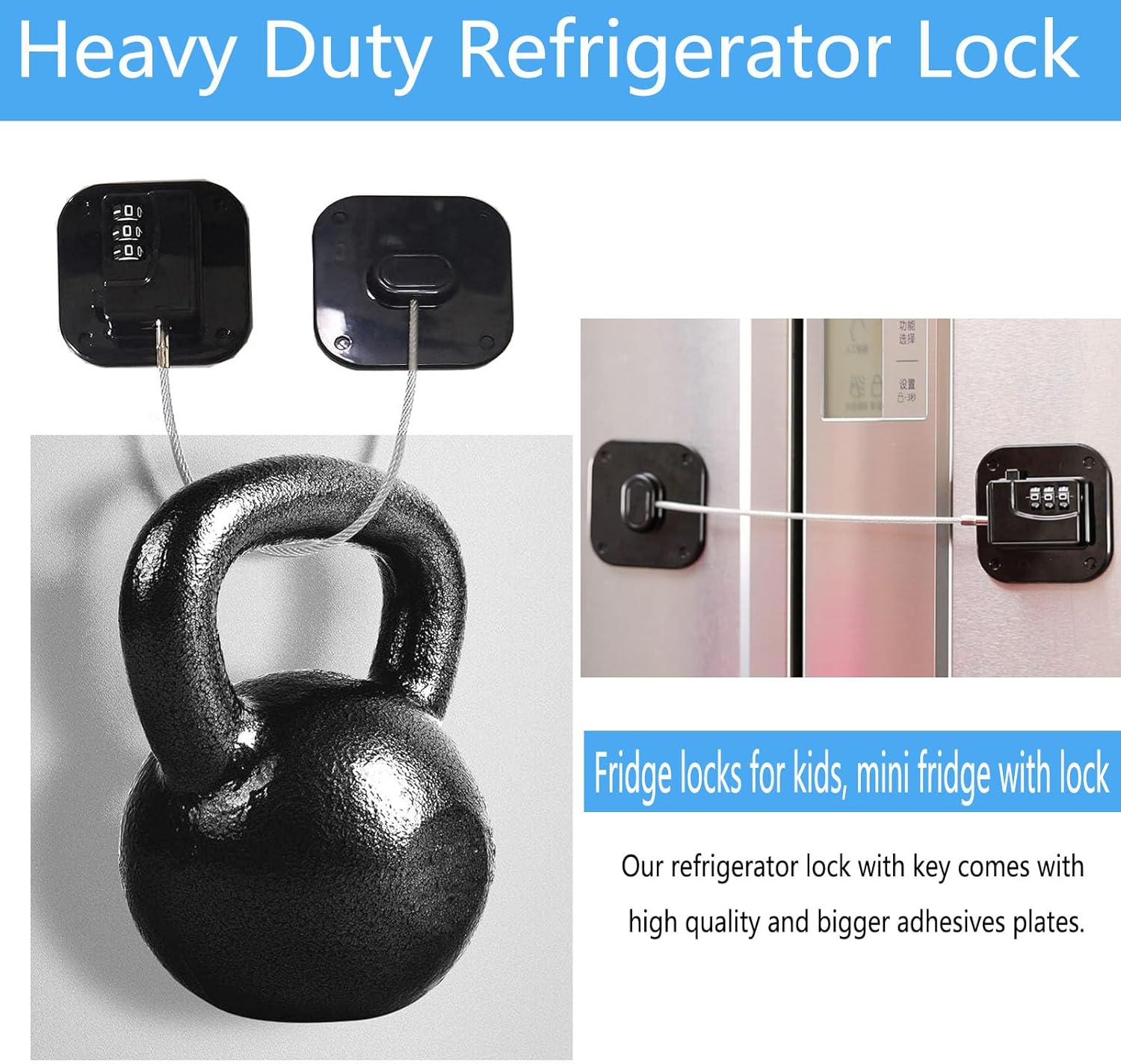 YEYA Upgraded Refrigerator Door Lock with Combination for Adults, Lock for Fridge, Freezer, File