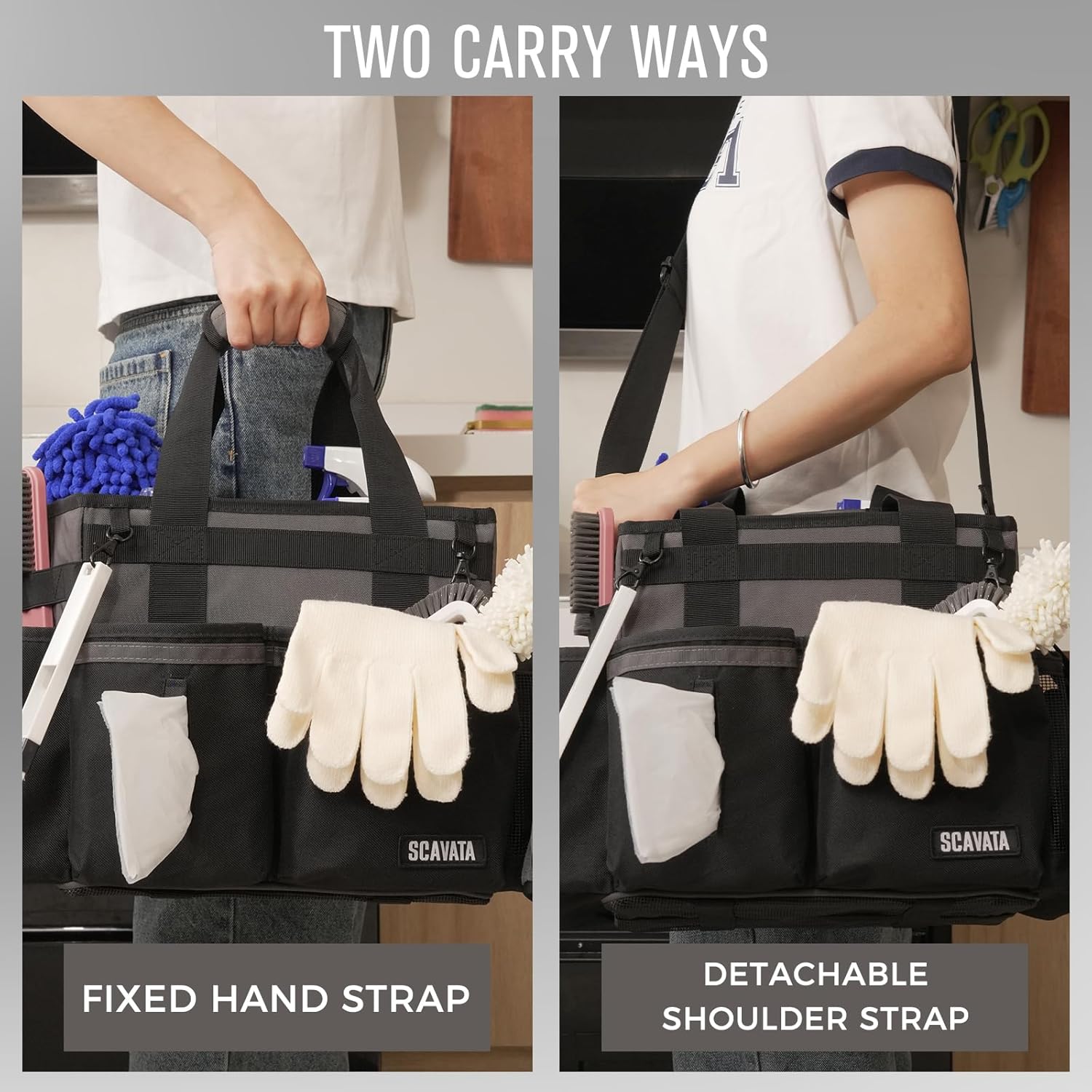 Compact Wearable Cleaning Caddy, Small Cleaning Caddy Supplies Organizer with Handle & Shoulder
