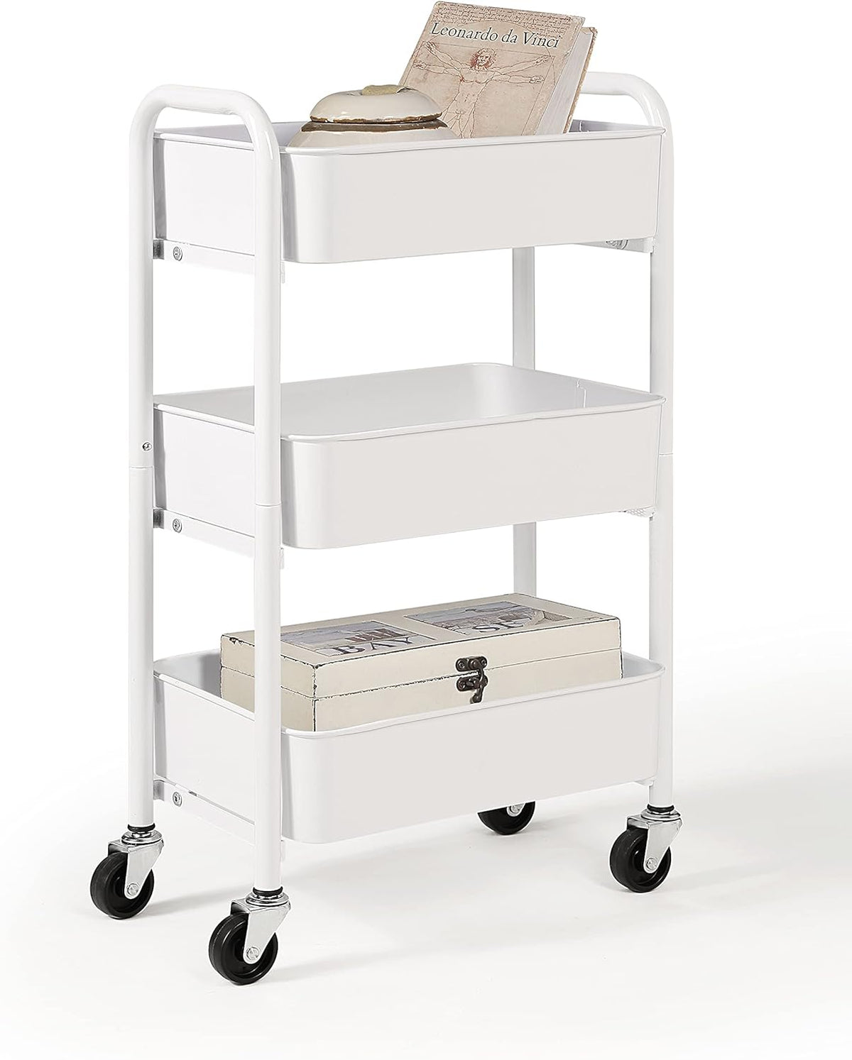 SunnyPoint 3-Tier Delicate Compact Rolling Metal Storage Organizer - Mobile Utility Cart