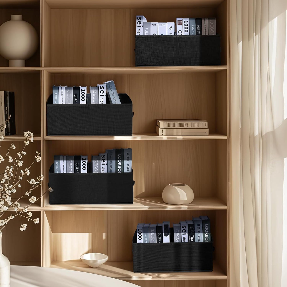 DIMJ Closet Storage Bins, 6 Pack Storage Baskets for Shelves, Foldable Closet Organizer with