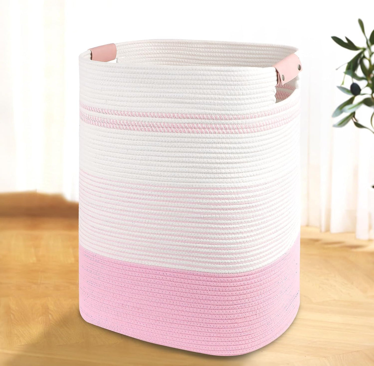 Laundry Basket with Handles - Blanket Basket & Hampers for Bedroom Aesthetic, Laundry Hamper &