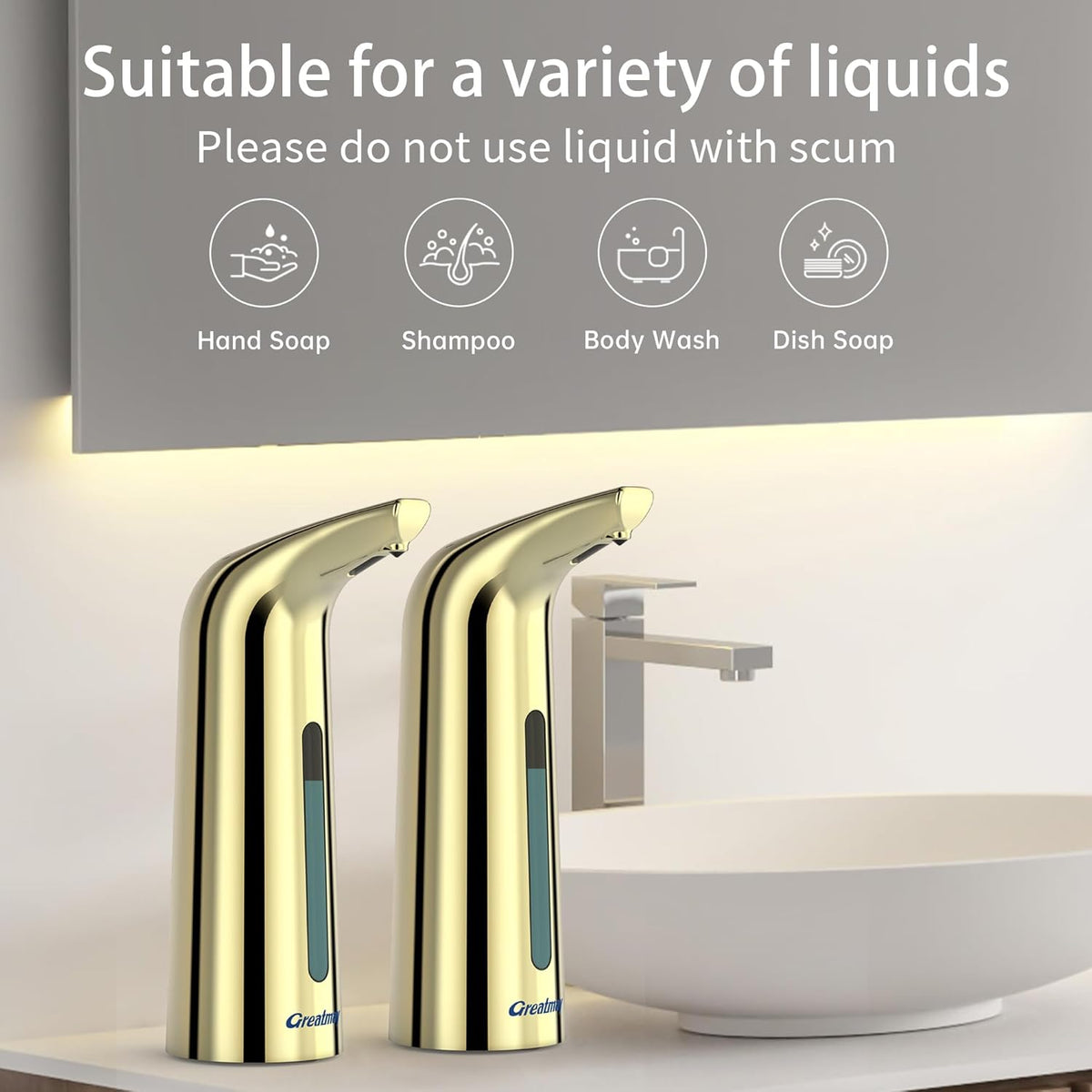 Convenient Automatic Soap Dispenser,4 Adjustable Levels Touchless Hand Sanitizer Pump with Infrared