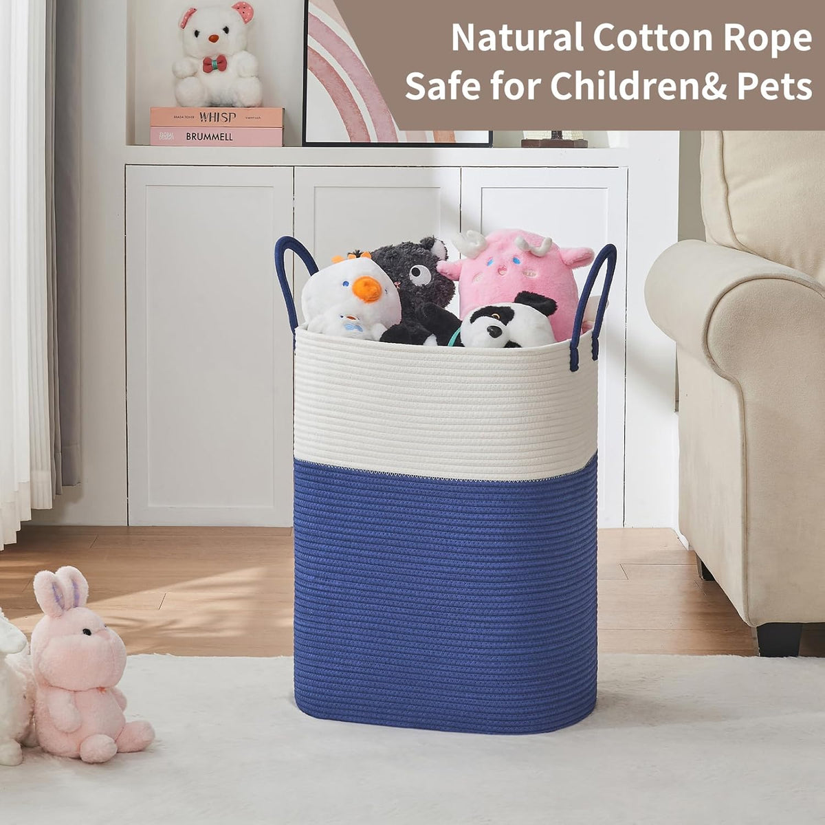 Laundry Basket with Handles - Blanket Basket & Hampers for Bedroom Aesthetic, Laundry Hamper &