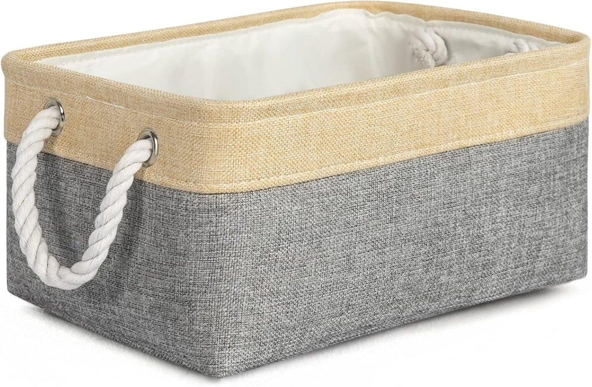TheWarmHome Decorative Basket Rectangular Fabric Storage Bin Organizer Basket with Handles for