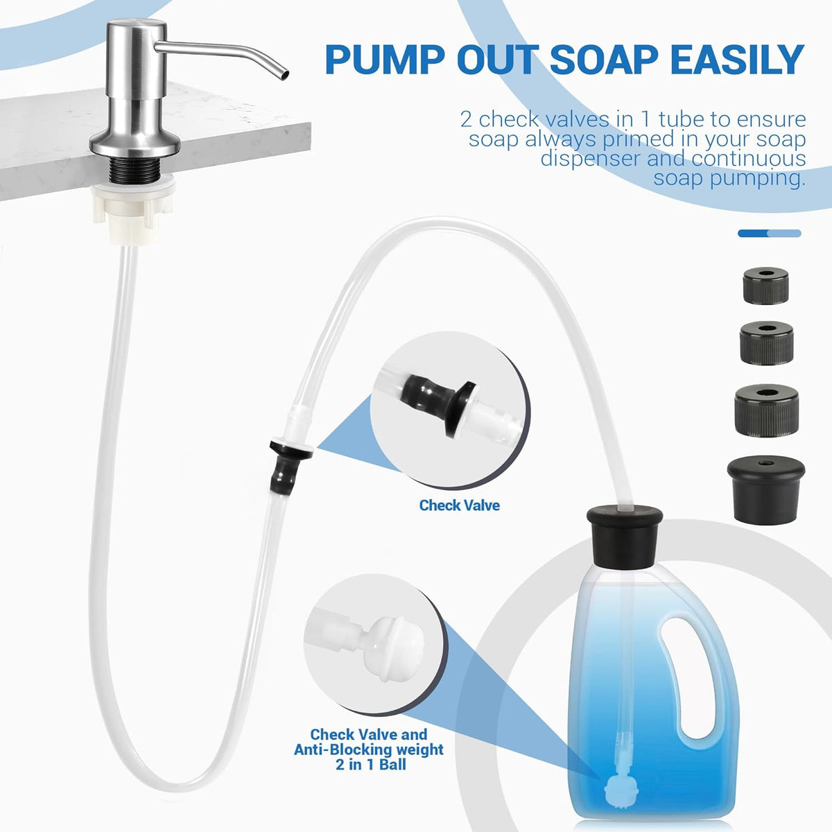 Yofidra Sink Soap Dispenser Extension Kit: Under Sink Dish Soap Dispenser with 47" Tube Hose and