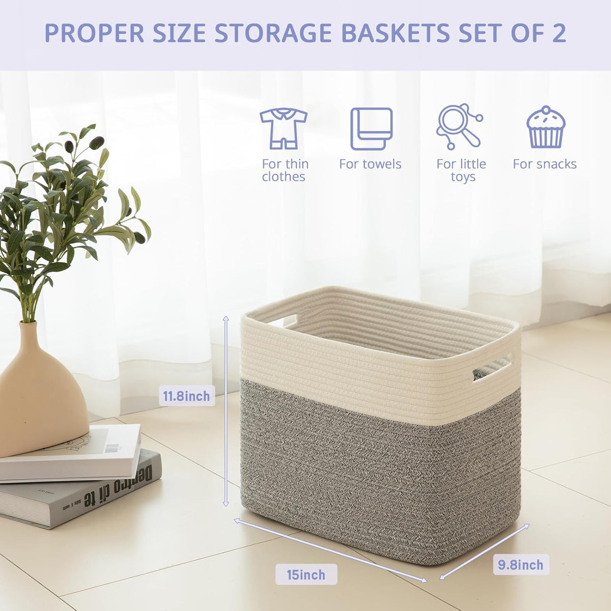 OIAHOMY Storage baskets for Shelf, Toy Storage Basket, Collapsible Storage Bins, Blanket Basket