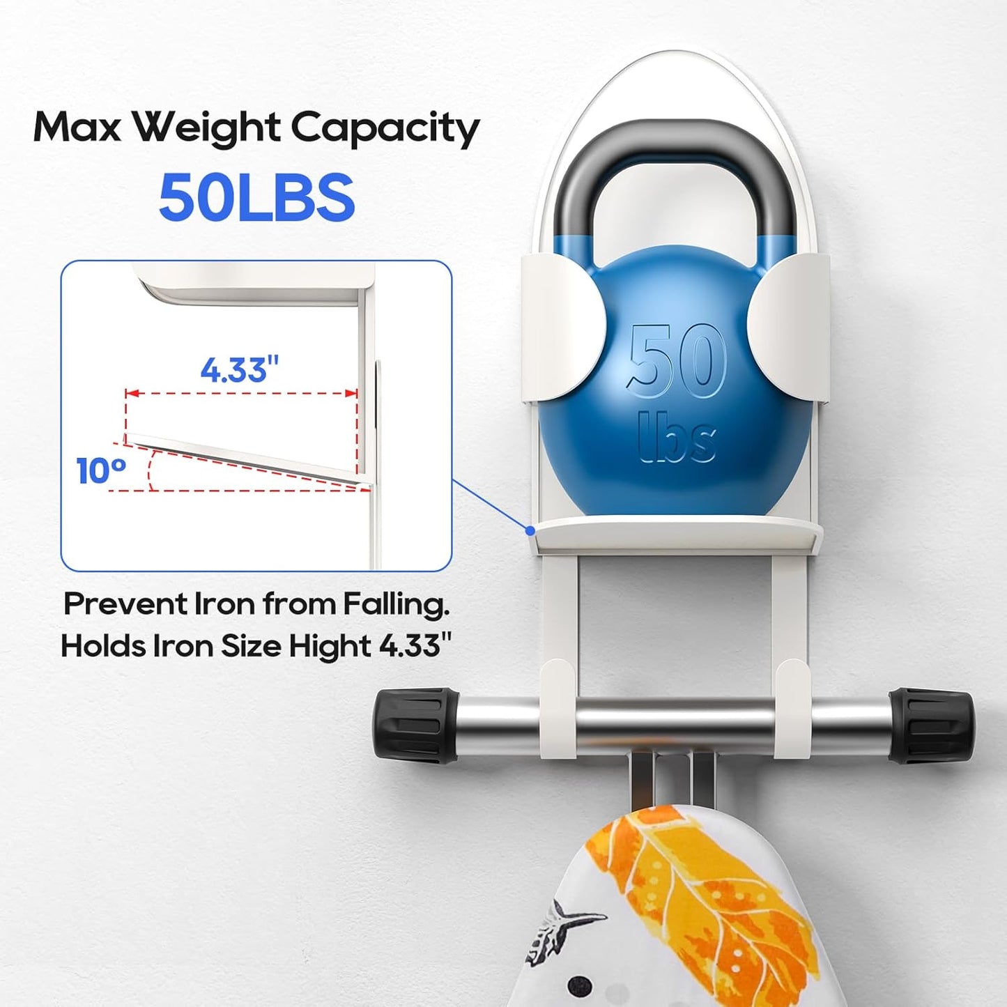 ORLESS Metal Large Ironing Board Holder Wall Mount, Ironing Board Hanger, Iron Board Holder, Iron