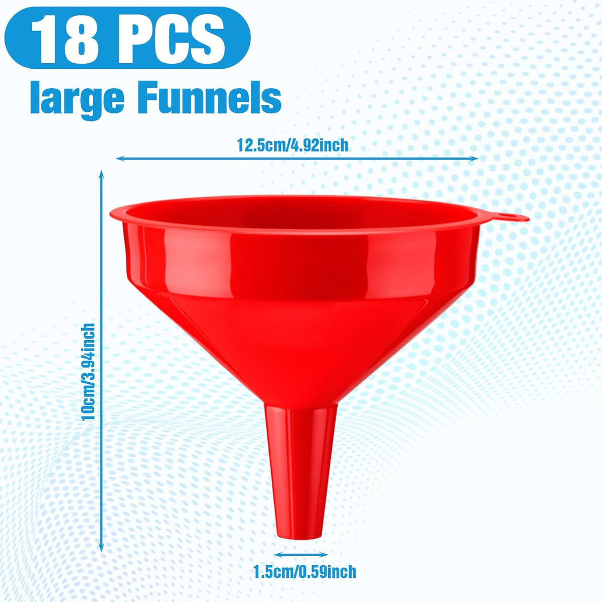 Honeydak 18 Pieces Multi-Purpose Plastic Funnels 4.7 Inch Wide Mouth Funnels for Filling Bottles
