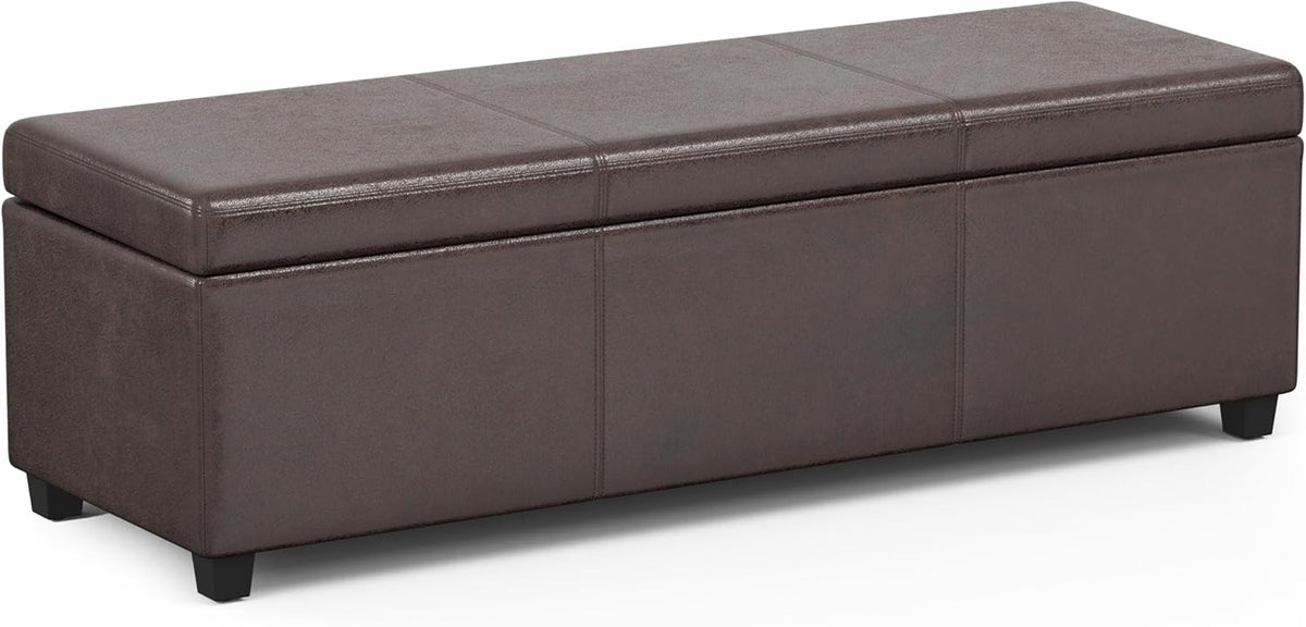 SIMPLIHOME Avalon 54 inch Wide Contemporary Rectangle Extra Large Storage Ottoman Bench in