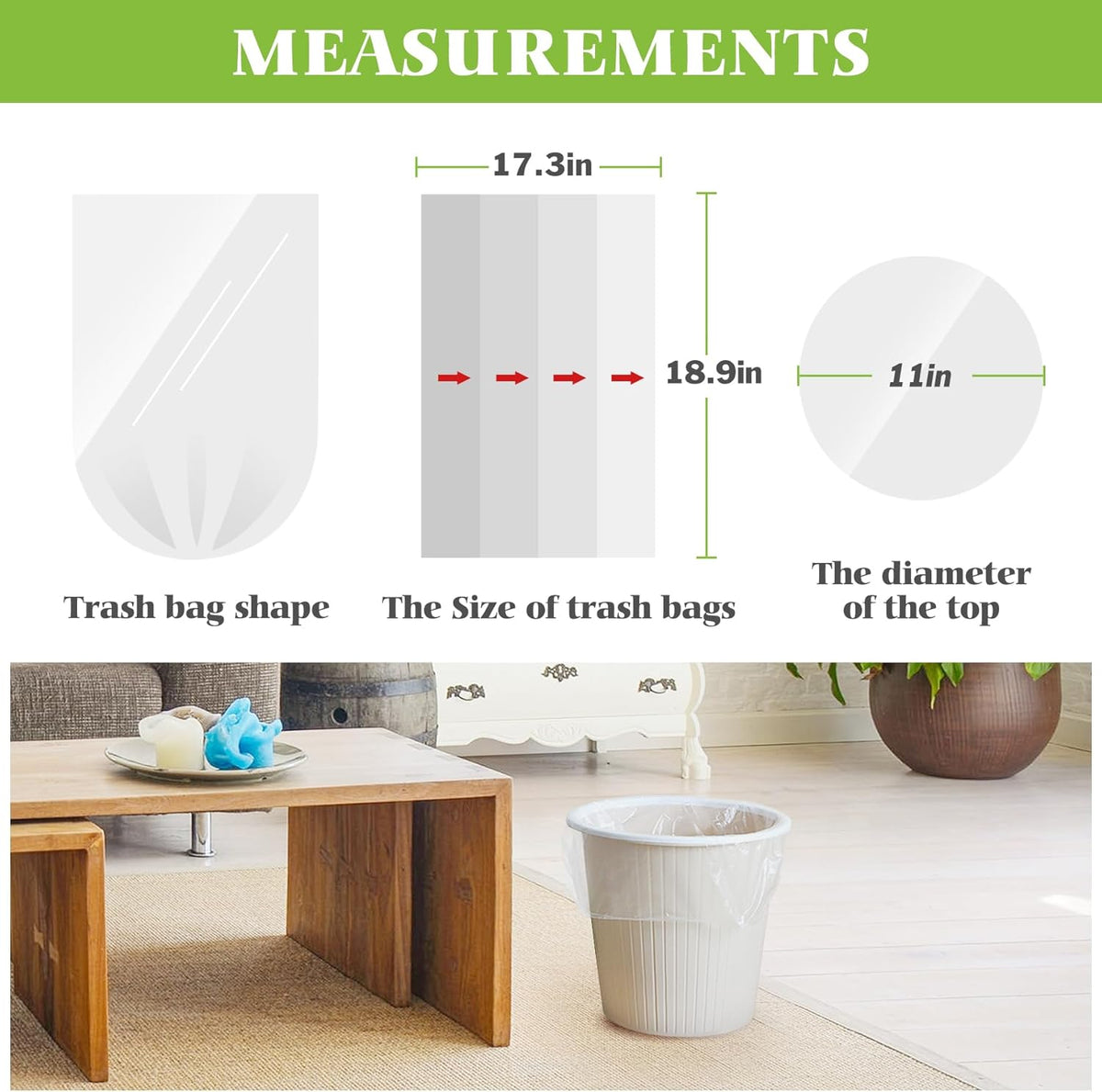 Teivio 3 Gallon 150 Counts Strong Trash Bags Garbage Bags, Bathroom Trash Can Bin Liners, Small