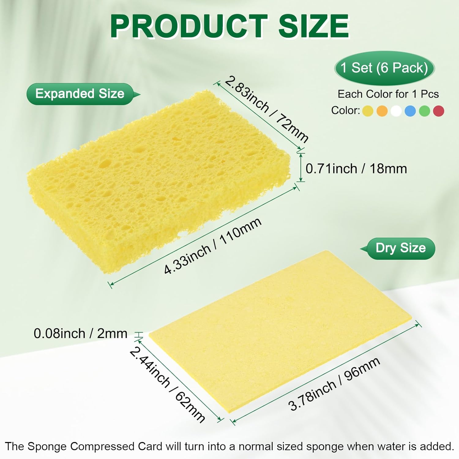 1-Set Kitchen Sponges, Condense Eco Cellulose Non-Scratch Scrub Heavy Sponge for