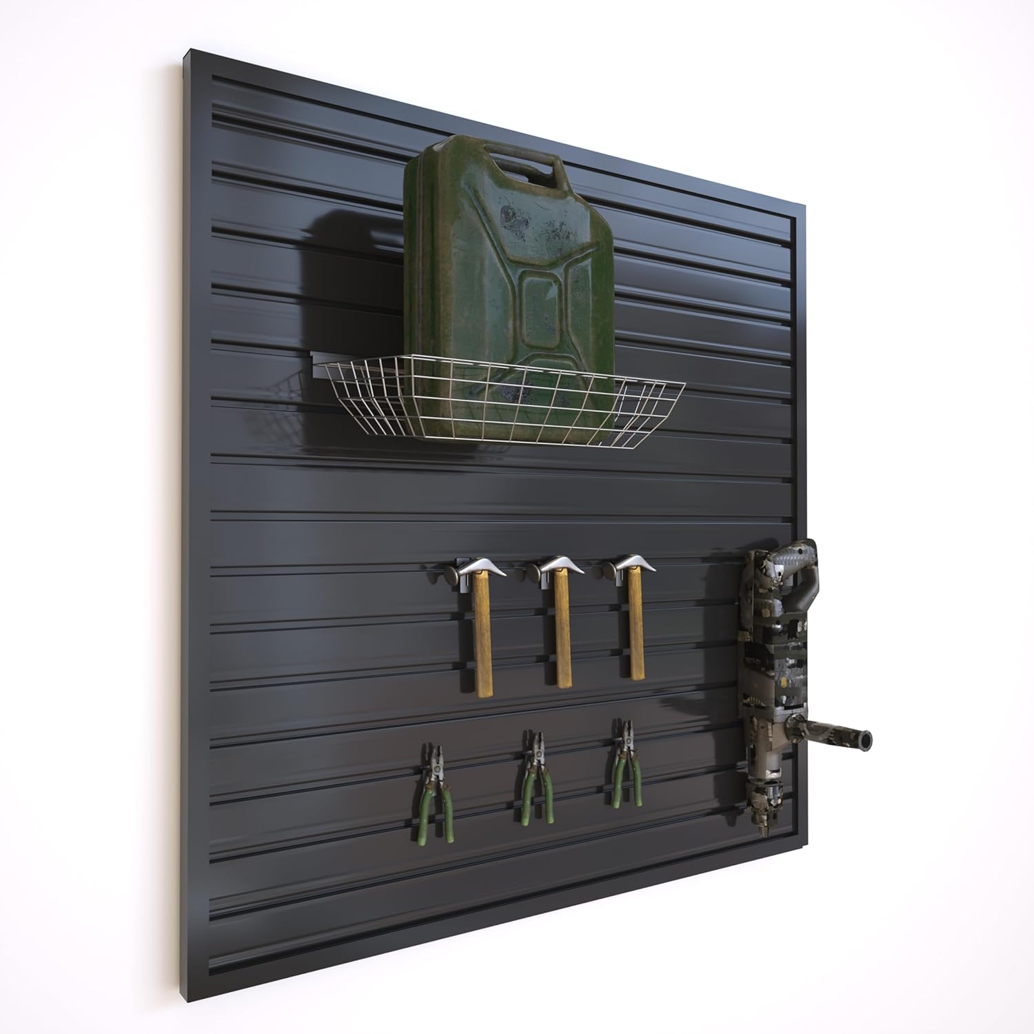 NeatiEase Slatwall Panel Wall Storage Systems, 4 x 4ft Slat Wall Paneling Garage Wall Organizer