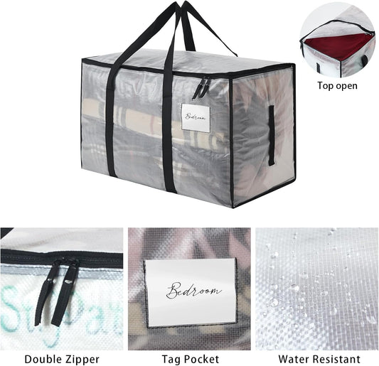 Heavy Duty 93L (24.5 Gallon) Stackable Storage Bins with Fully Openable Lids, Moving Bags Heavy