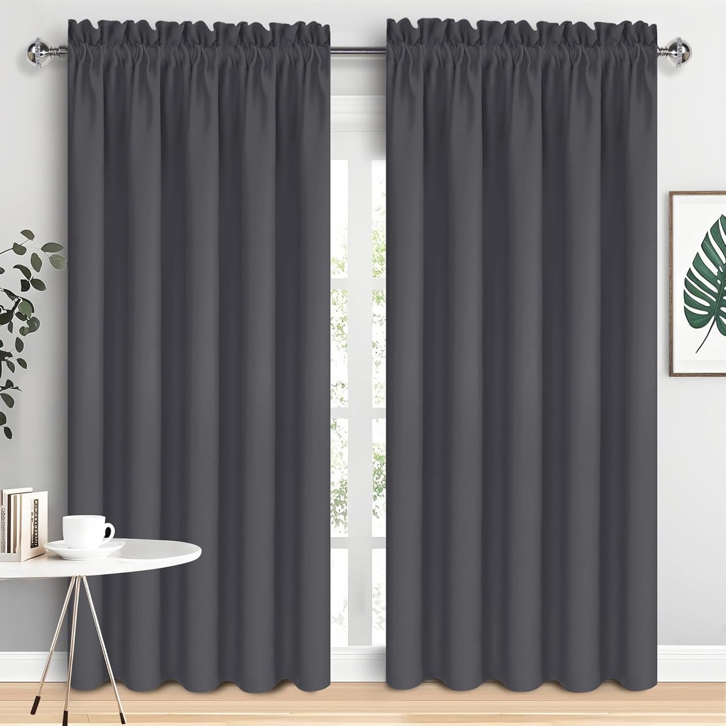 DWCN Bedroom Blackout Curtains 70 x 84 Inches Length 2 Panels Set, Solid Thermal Insulated Energy
