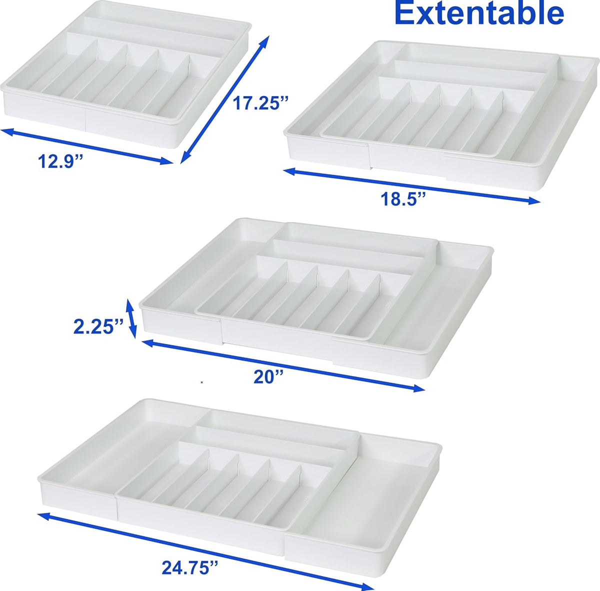 Simple Houseware Expandable & Adjustable Cutlery Drawer Organizer - Large Utensil and Flatware Tray