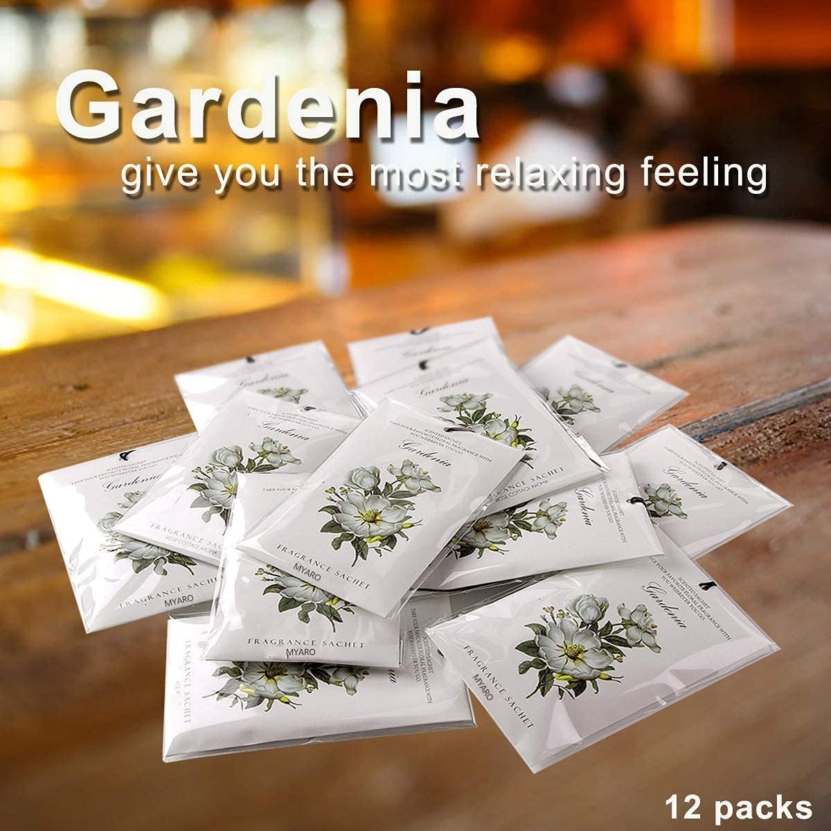MYARO Scented Sachet House Air Freshener - 12 Pack Long Lasting Gardenia Fragrance Deodorizer for