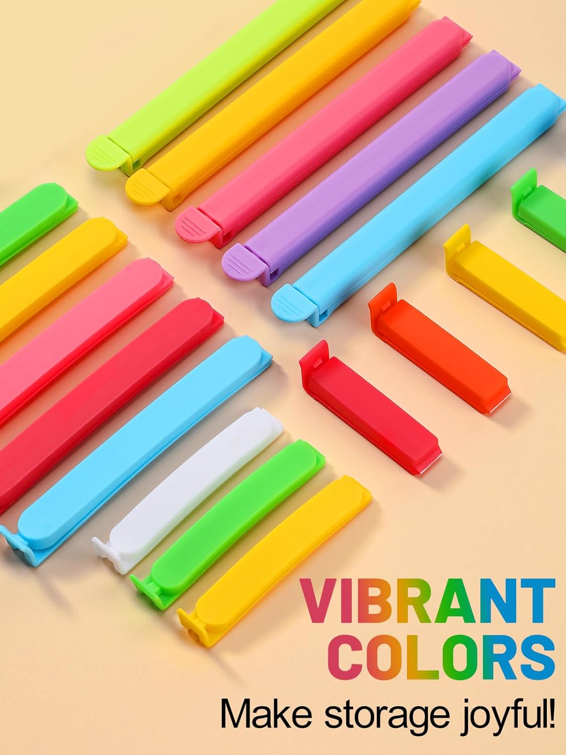 60 PCS Colorful Chip Clips - 4 Sizes Good Sealing Bag Clips for Food Snack Storage, Keeps Coffee