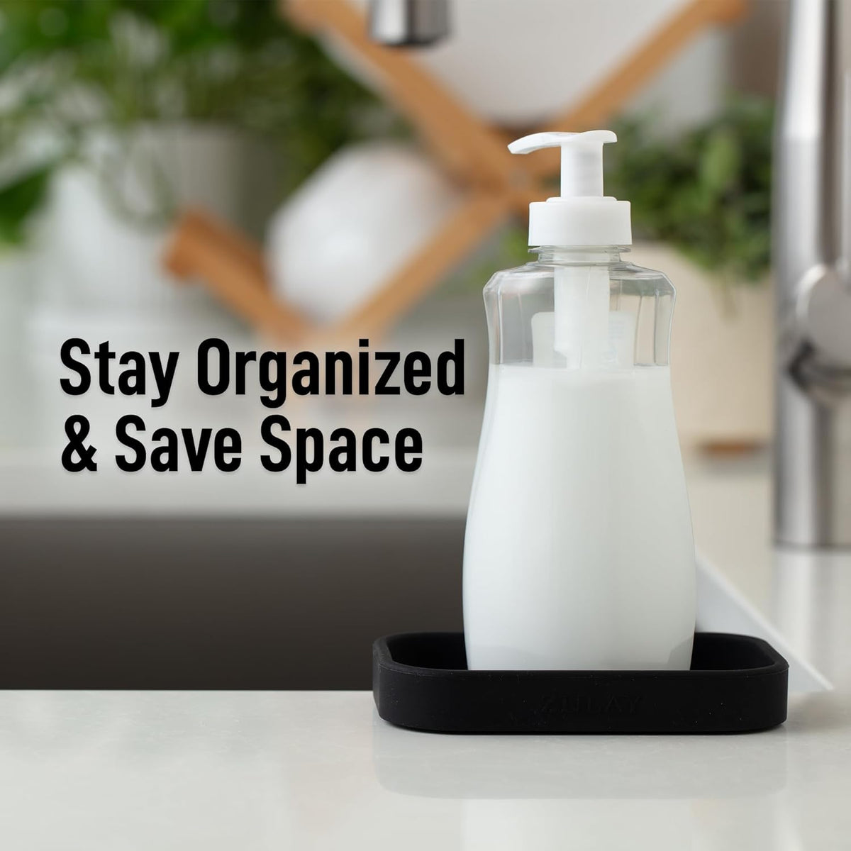Zulay Kitchen Small Silicone Sponge Holder (4.9x3.3”) – Space-Saving Sink Organizer Tray for