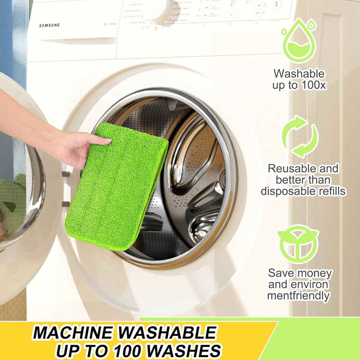 16.5 inch Reusable Mop Pads Microfiber Spray Mop Replacement Heads for Wet/Dry Mops Compatible with