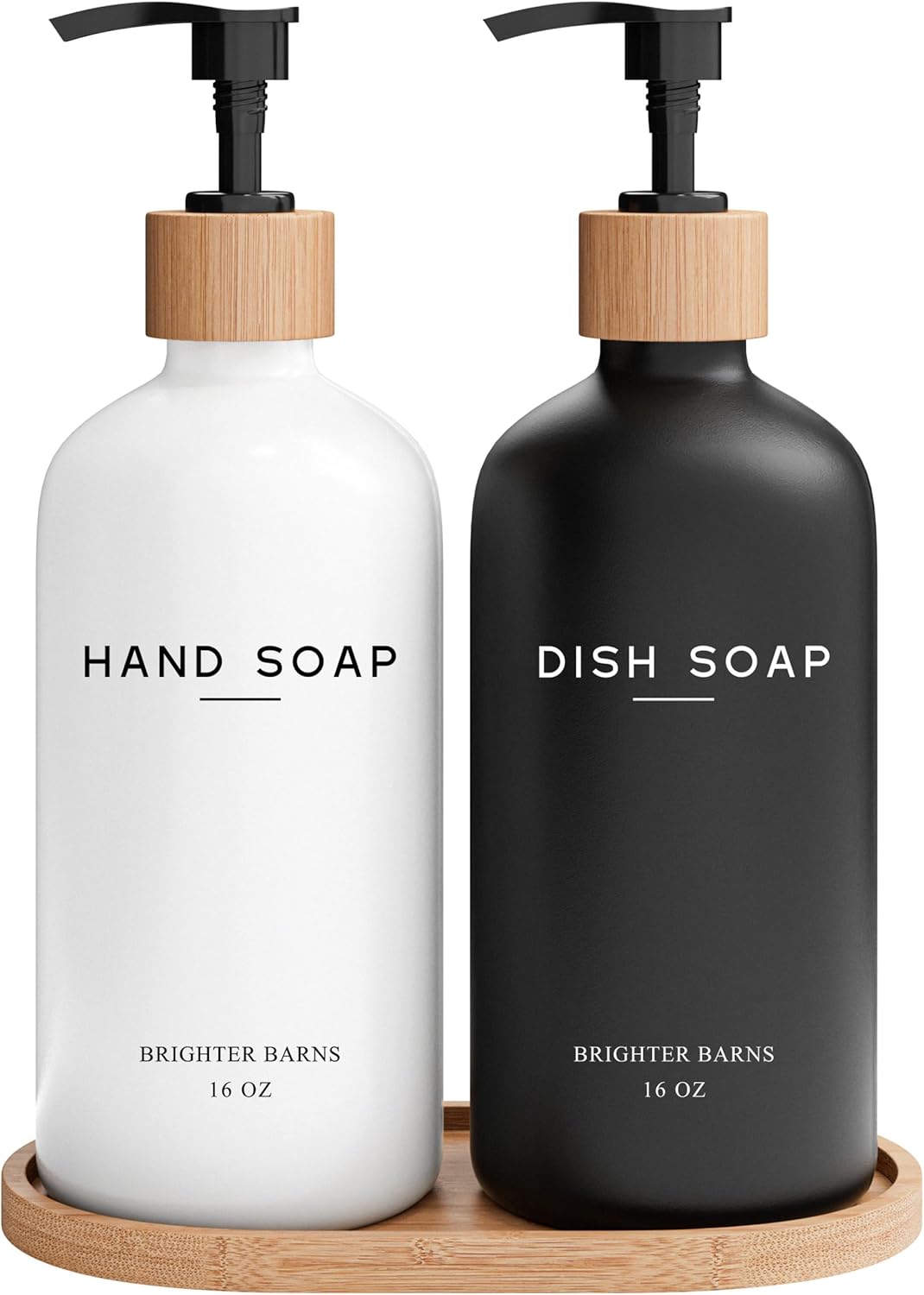 Luxury Glass Hand and Dish Soap Dispenser Set by Brighter Barns - Kitchen Soap Dispenser Set with