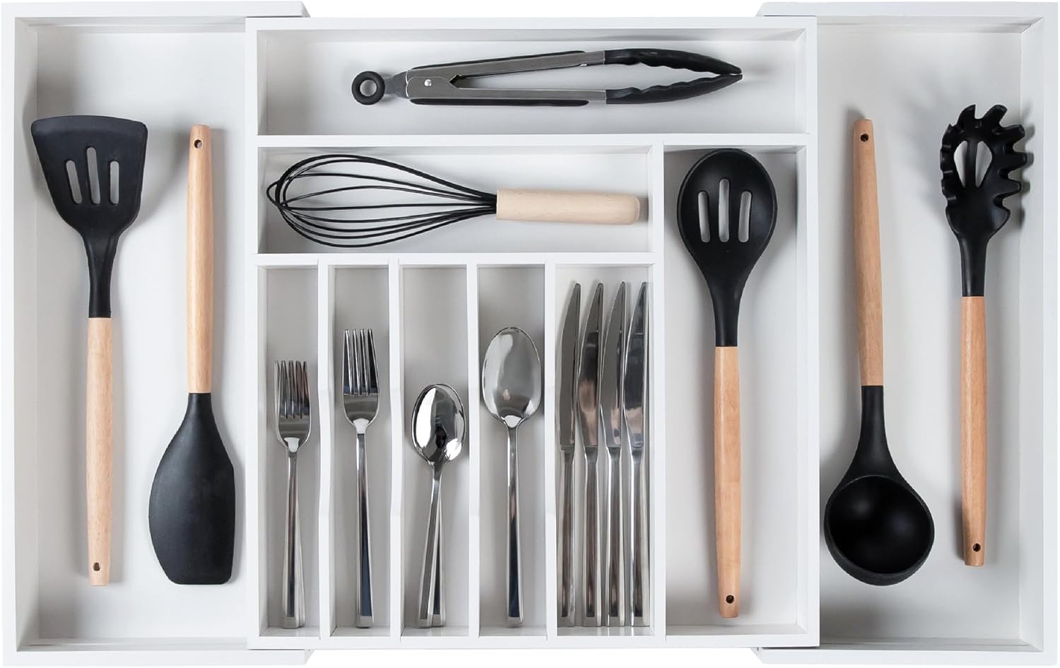 KitchenEdge Premium Silverware, Flatware and Utensil Organizer for Kitchen Drawers, Food-Safe