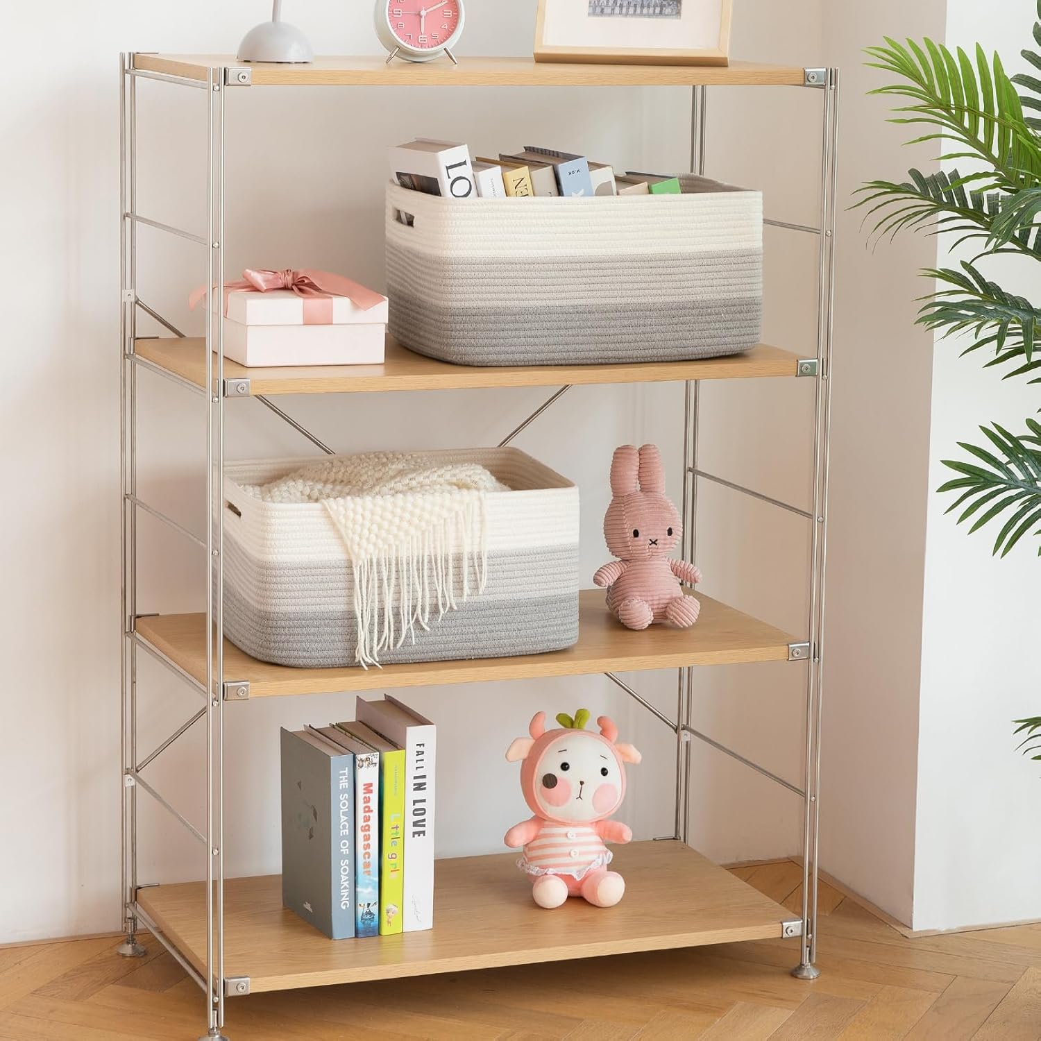 Large Storage Basket for Organizing, Woven Rope Basket for Shelves, Closet Organizer Bins for