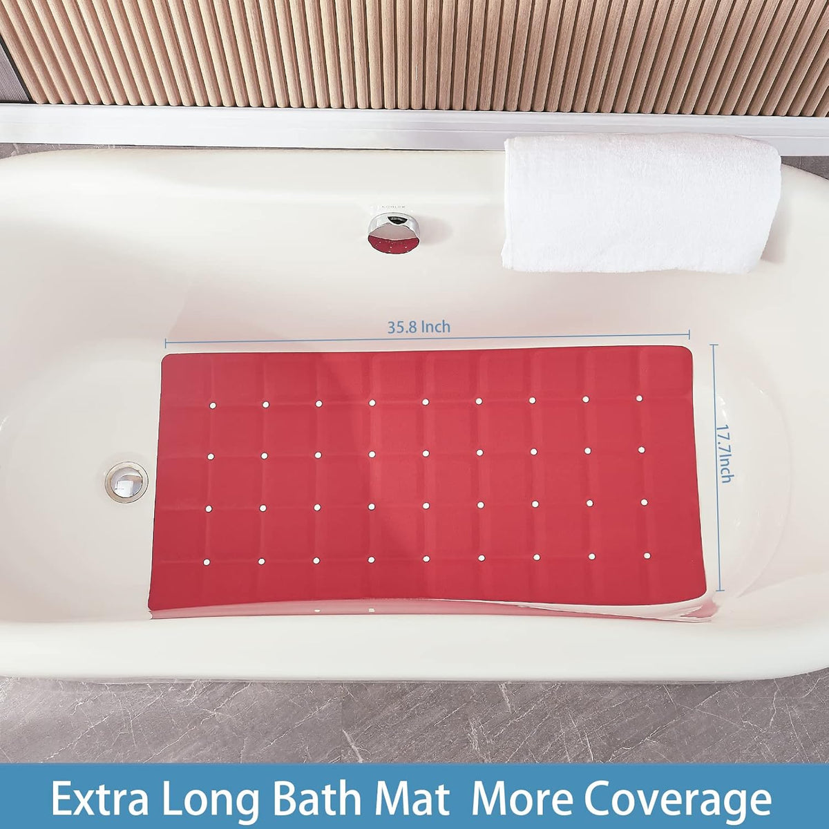 Foldable Silicone Bathtub Mat: Jumbo Size Heavy Duty Safety Bath Mat for Tub Without Suction Cups