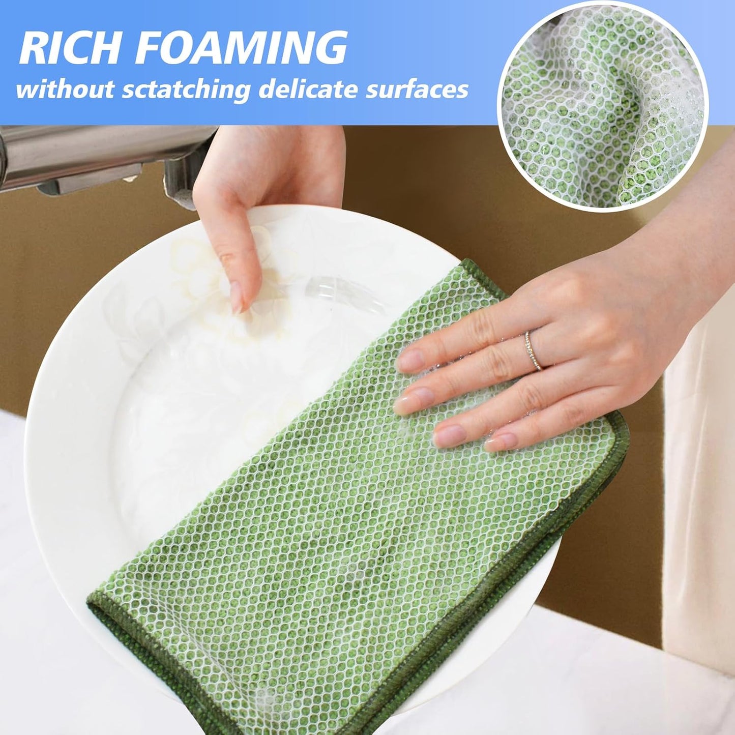 KinHwa Kitchen Washcloths for Dishes Absorbent Microfiber Dish Cloths Quick Dry Dish Rags with Poly