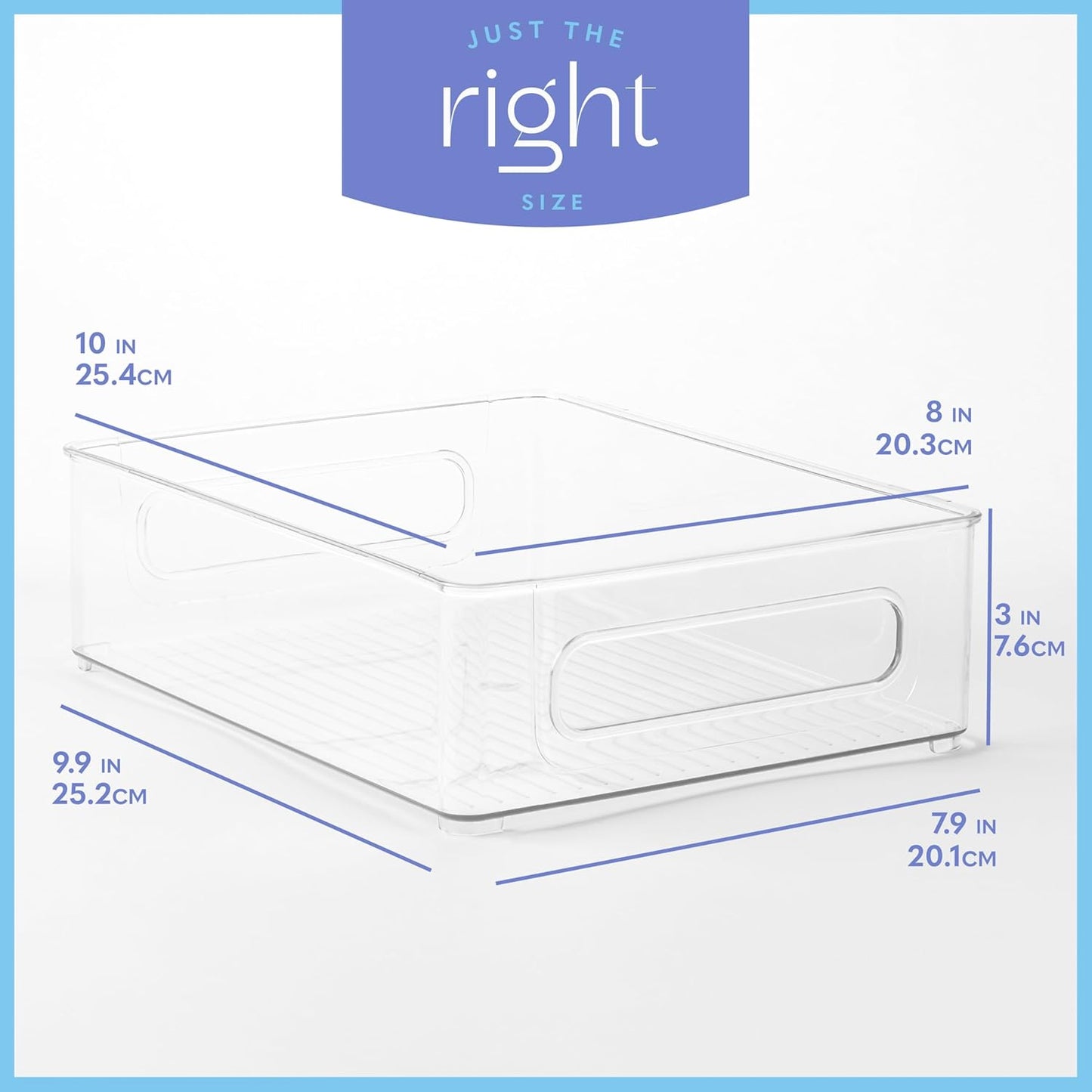 Plastic Food Storage 6 Pack Clear Container Bin with Handles for Organizing Kitchen, Pantry