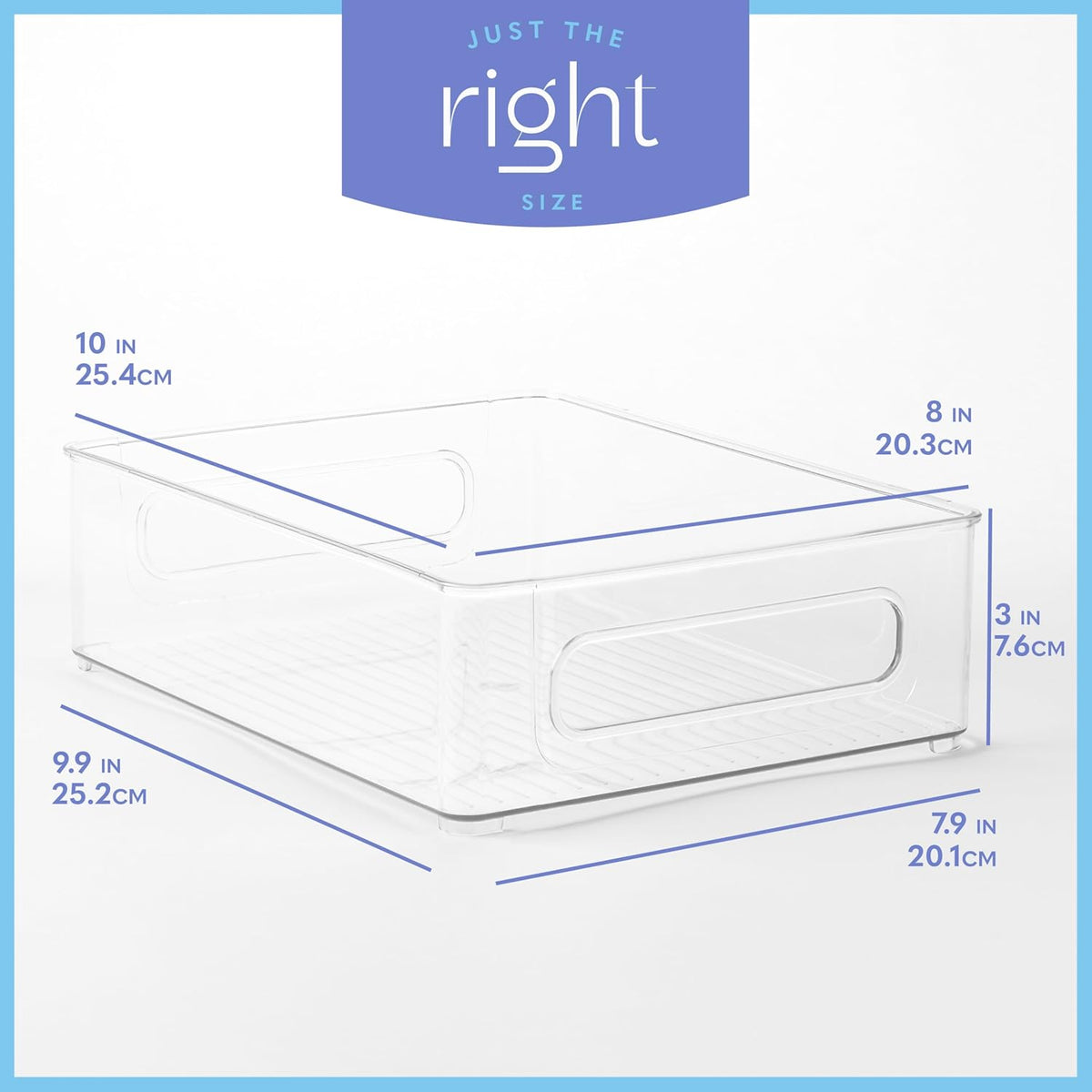 Plastic Food Storage 2 pack Clear Container Bin with Handles for Organizing Kitchen, Pantry