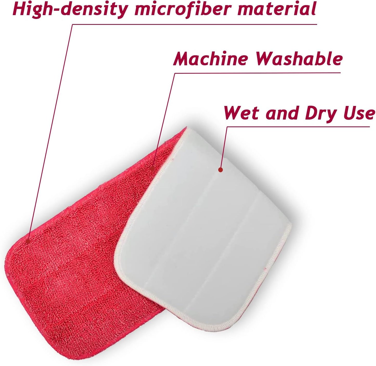 Microfiber Mop Pads, 18x 6 Inch Reusable and Washable Spray Mop Pads, Wet and Dry Household Mop Pad
