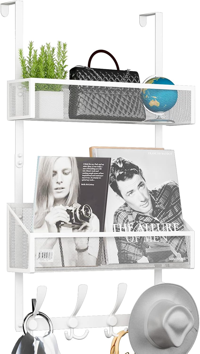 Over The Door Hooks Organizer, Coat Rack Over The Door Storage Hanger Towel Rack, Back of Door