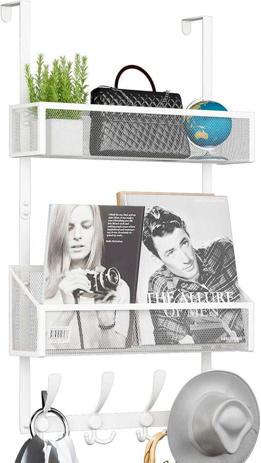 Over The Door Hooks Organizer, Coat Rack Over The Door Storage Hanger Towel Rack, Back of Door