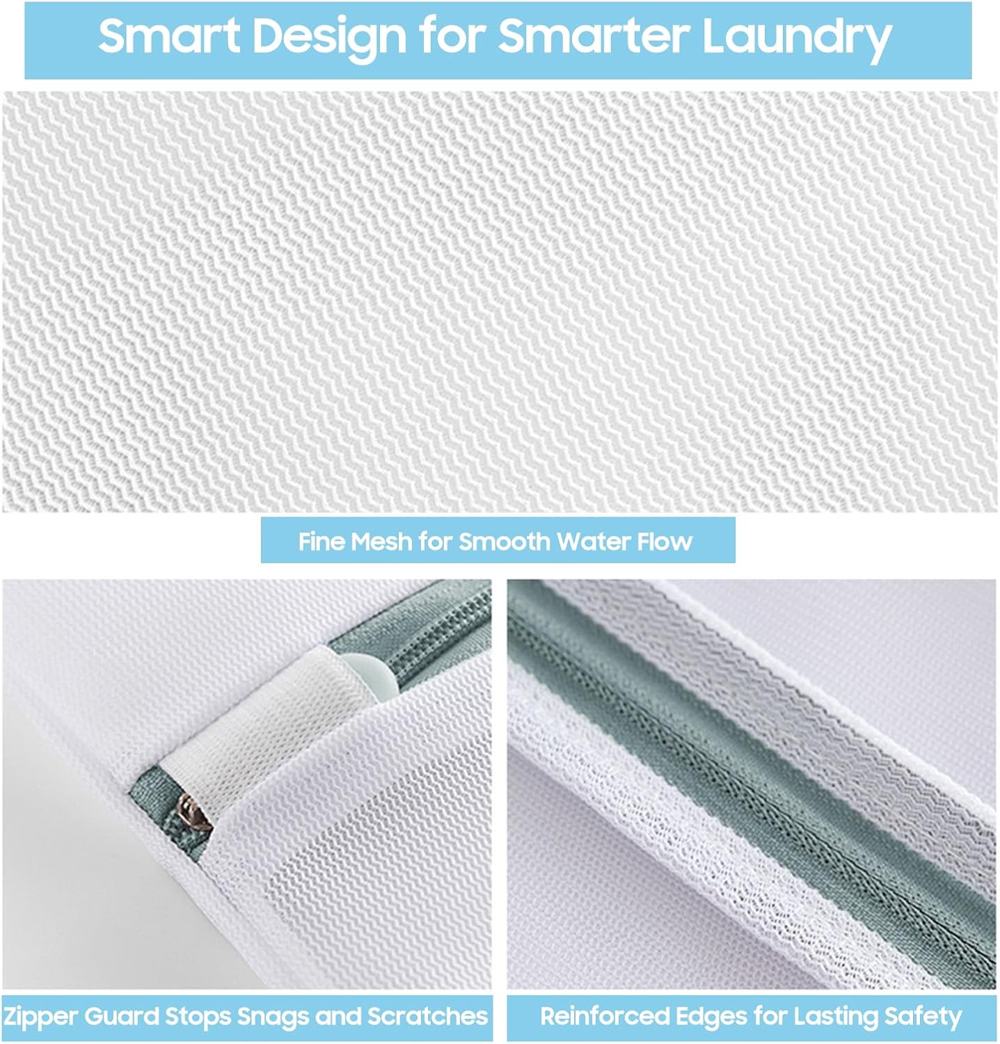 4 Pcs Large Mesh Laundry Bags for Delicates Intimates Lingerie with Zipper 2 Pcs 20” x 24”, 2 Pcs