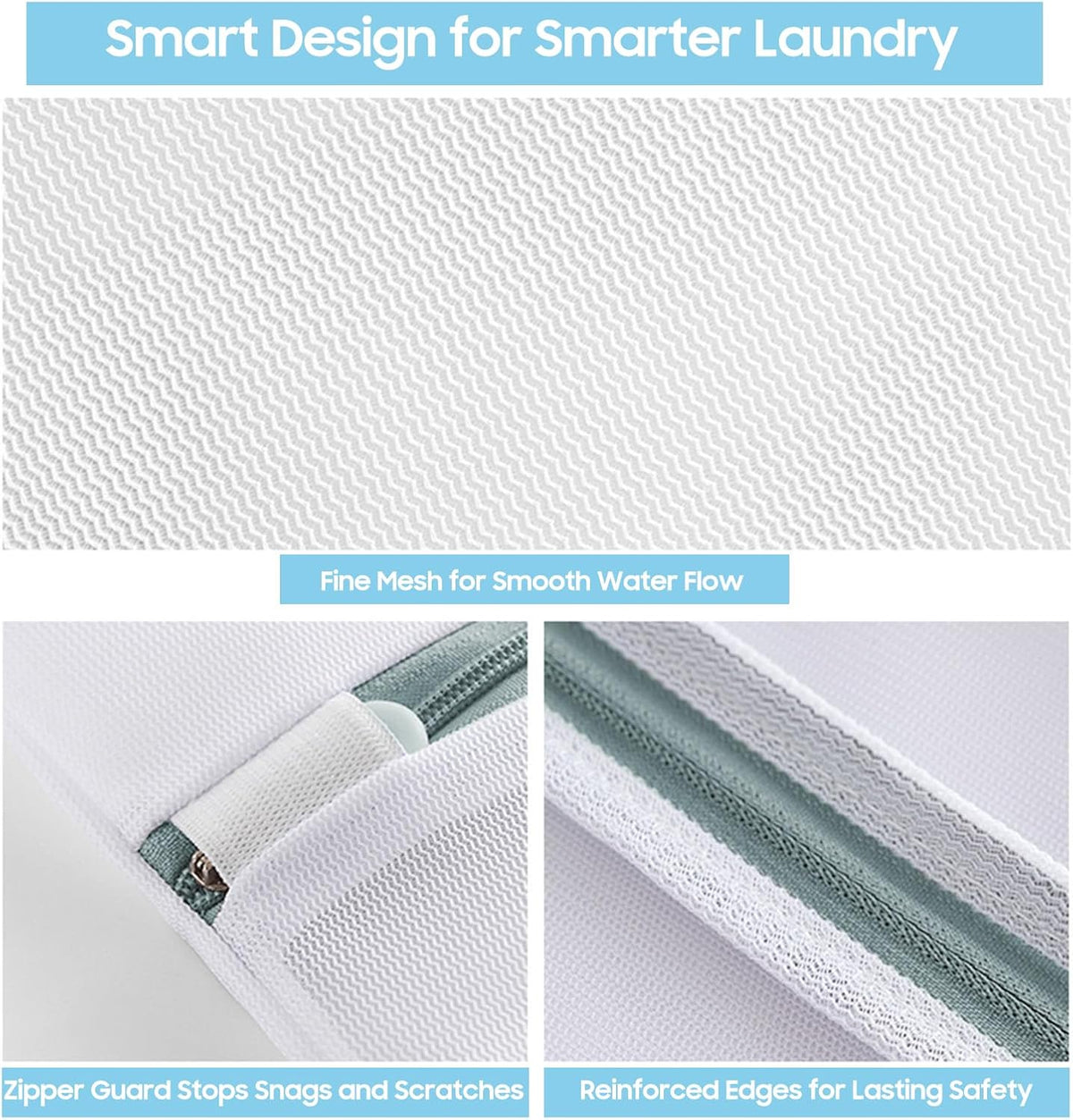 4 Pcs Large Mesh Laundry Bags for Delicates Intimates Lingerie with Zipper 2 Pcs 20” x 24”, 2 Pcs