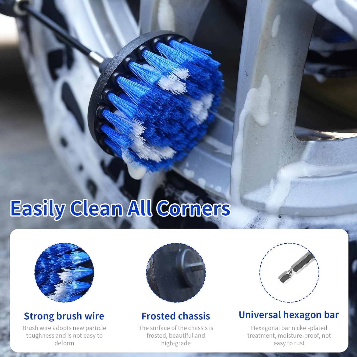 10 Pack Drill Brush Attachment Set, Drill Scrubber Brush Kit, Drill Cleaning Brush, Scrub Brush for