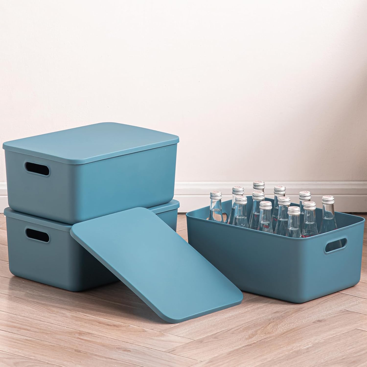 Plastic Storage Bins with lids,Storage Baskets,Container with handle,Storage Organizer Bins for