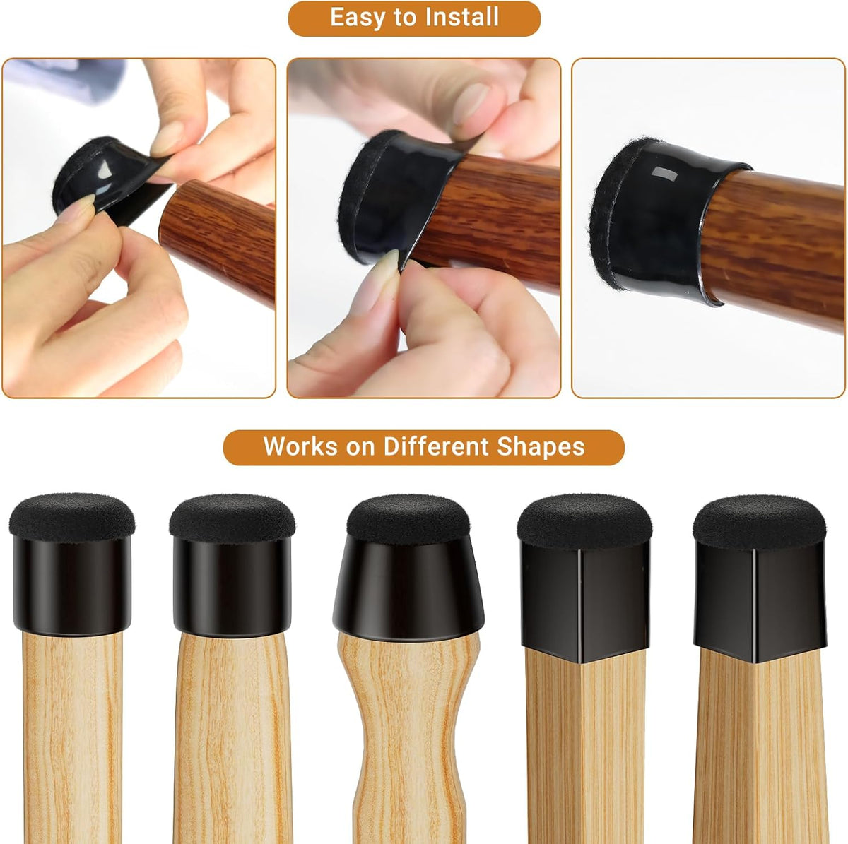 24 PCS Silicone Chair Leg Floor Protectors Small (0.8"-1") Rubber Felt Furniture Pads Chair Legs