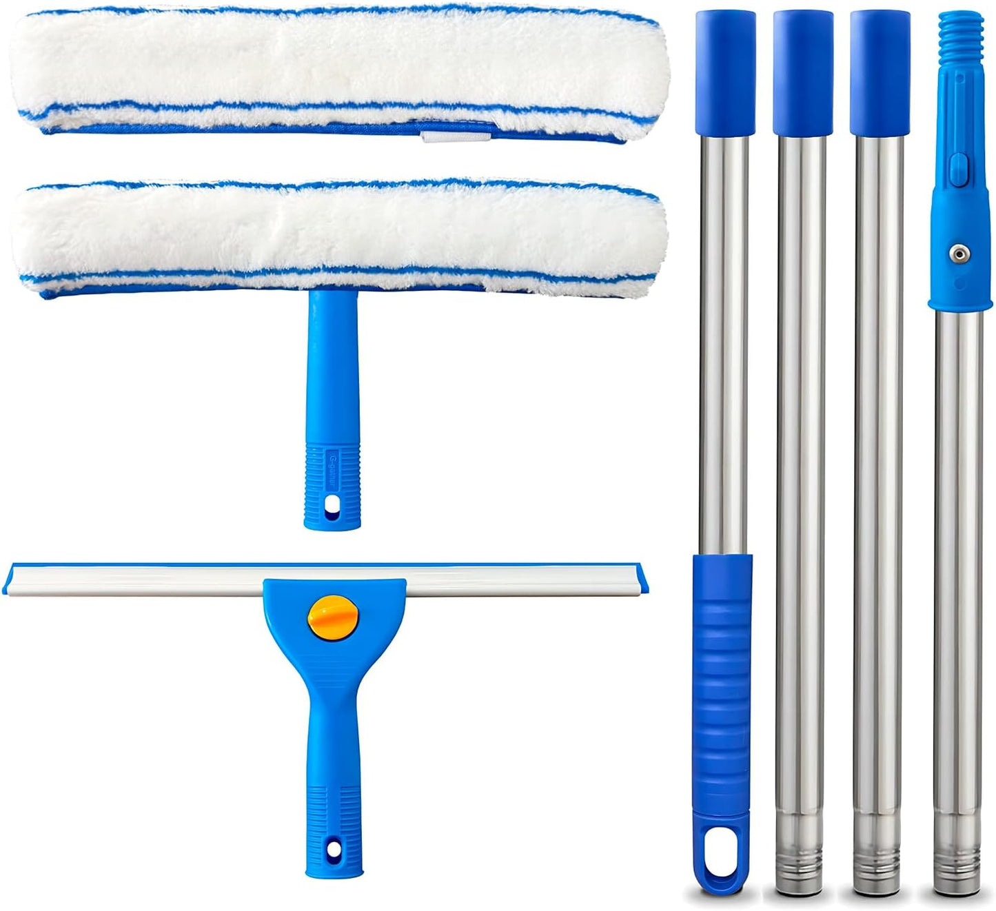 Squeegee for Window Cleaning, 14" Extra-Large Squeegee & Microfiber Scrubber Combi with 60"